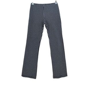 Vtg Y2K Jump Apparel Pant S 25-27x31 Houndstooth Black White Flare Pull-On USA